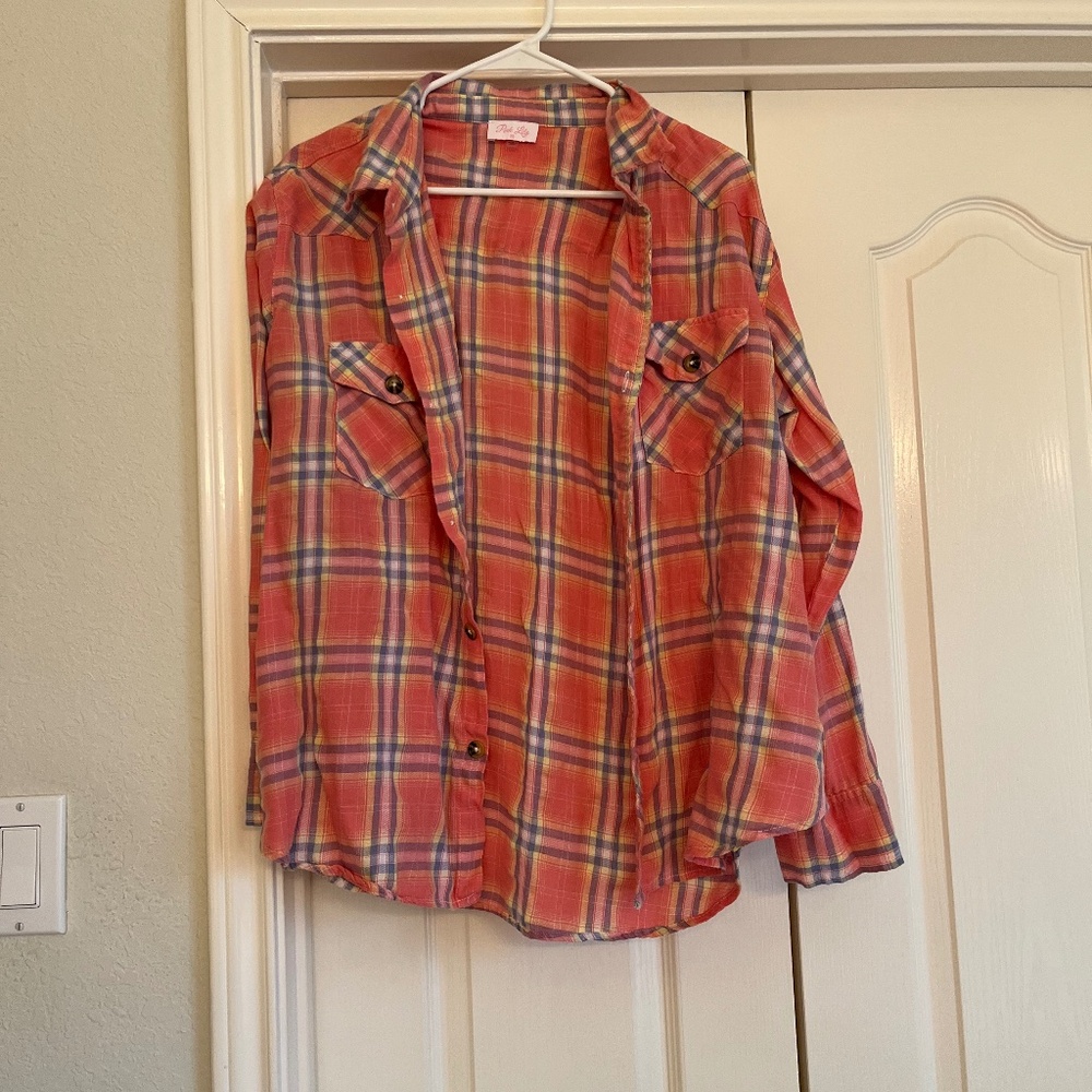 Pink Lily button up shirt
